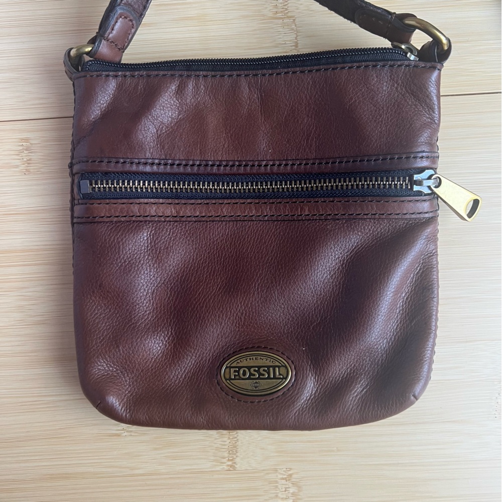 Fossil Dark Brown Leather Messenger Bag